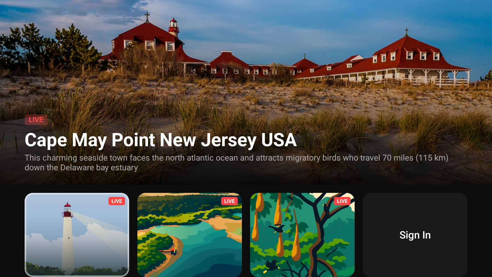 Terra Listens on Fire TV - Station browser